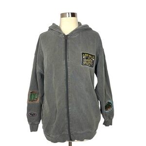 Airwalk Vintage Inspired Embroidered Zip-Up Hoodie Small